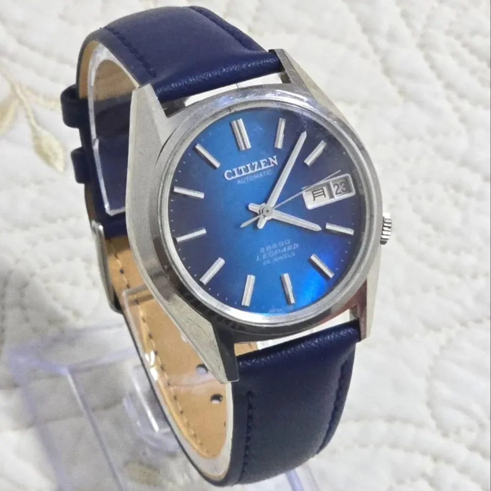 Vintage Citizen Leopard 7700 Hi-Beat 28800 Men's Watch Blue Mechanical Automatic